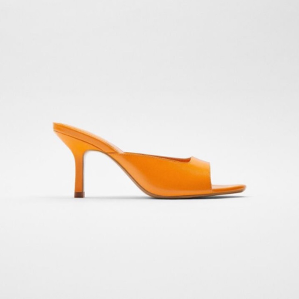 Zara orange square heeled sandals